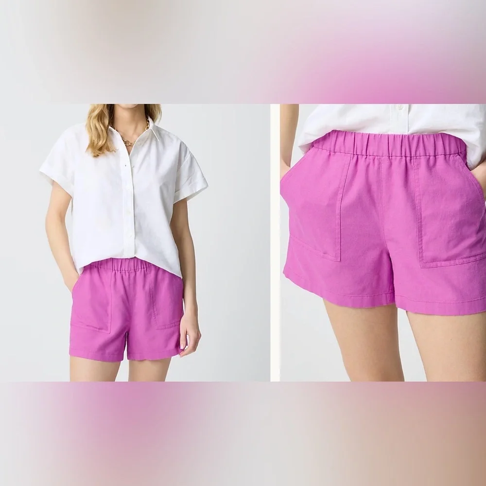 NWT JCrew Factory Linen-blend pull-on short